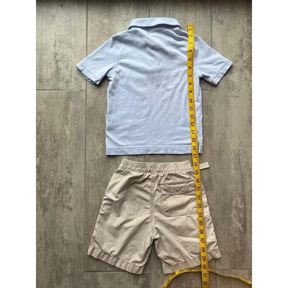 Baby Gap Toddler Boys 2 Piece Outfit Set Khaki Shorts Polo Golf Shirt 3T READ!